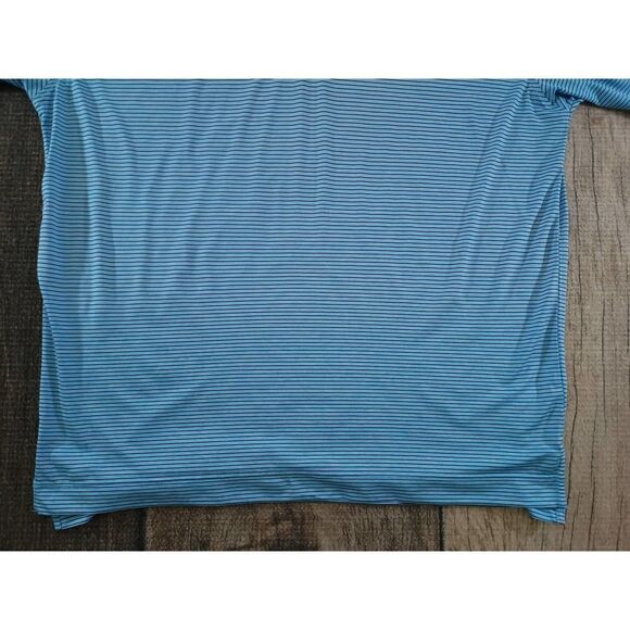 Footjoy Golf Polo Shirt Mens XL Blue Navy Stripe Short Sleeve EUC Microfiber - Picture 3 of 8